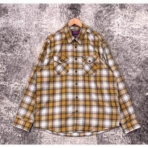 Dixxon Flannel Shirt XL Mens Lager Yellow Plaid Button Down Long Sleeve